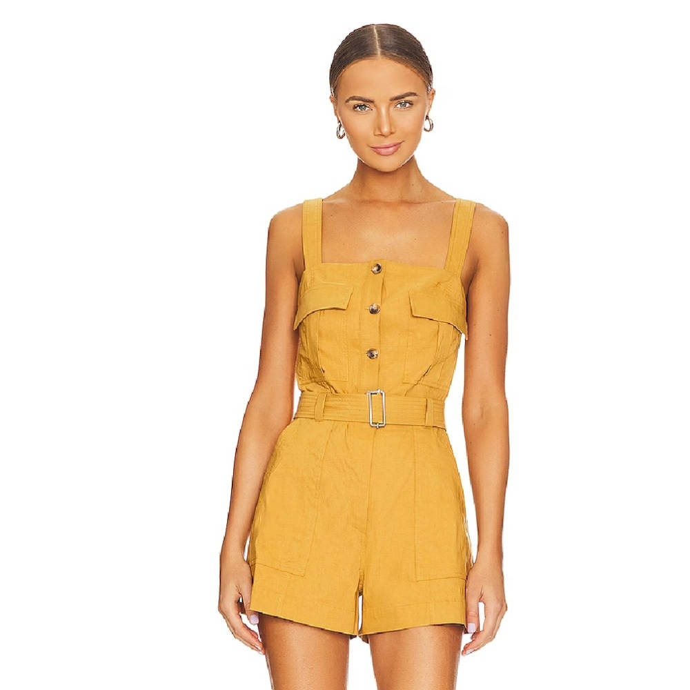 A.L.C. Mustard Yellow Belted Utility Romper